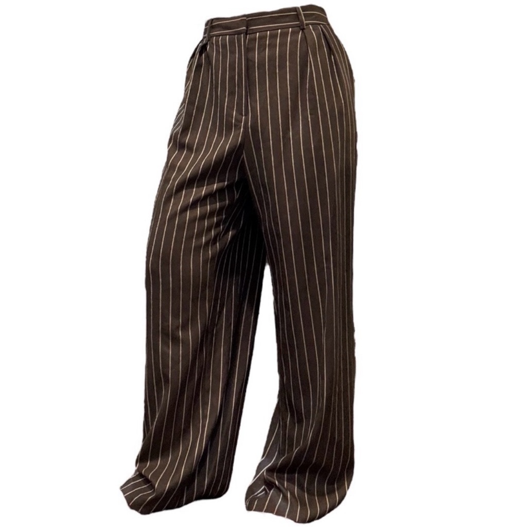 Asos Pinstripe Wide-Leg Dress Trousers
